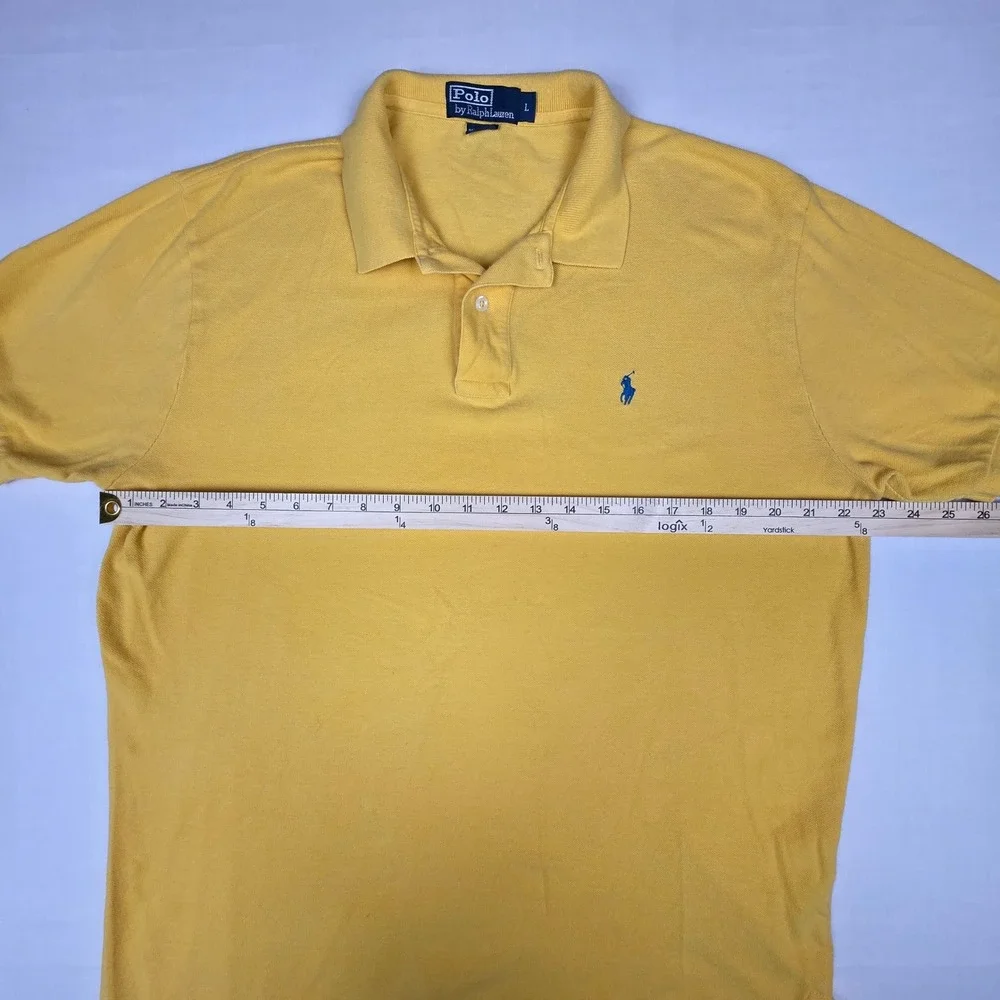 Polo Ralph Lauren Polo Shirt Mens Large Yellow Excellent Short Sleeve Cotton